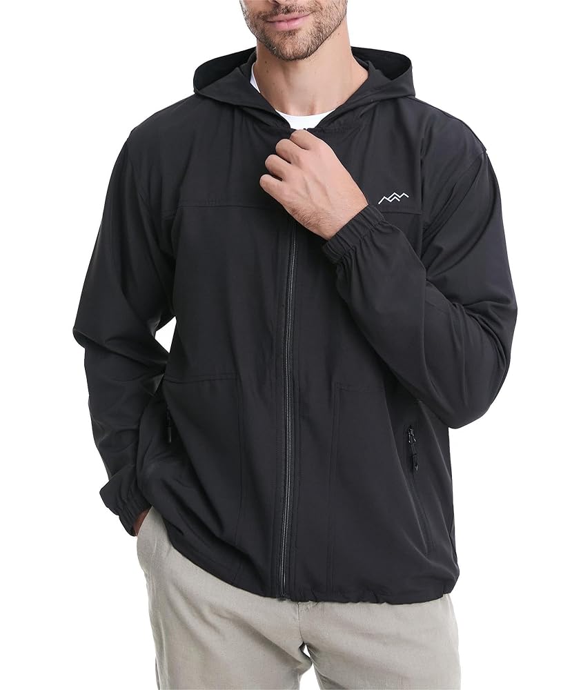 Wind  Hoody メンズ M ブラック Ozark Trail Men's Windbreaker Jacket with Hood, Sizes S-3XL